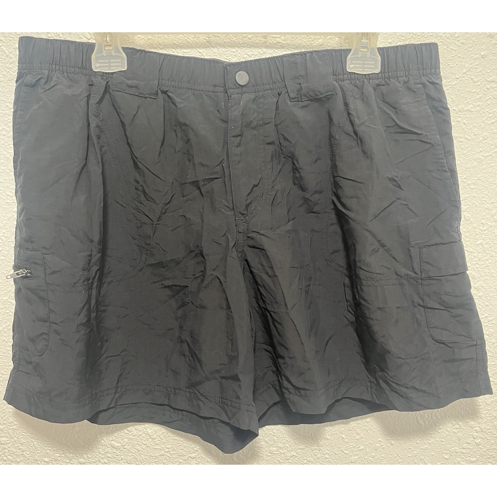 Columbia Sandy River Women's XL Black Nylon Cargo Shorts Adjustable Waist UPF30